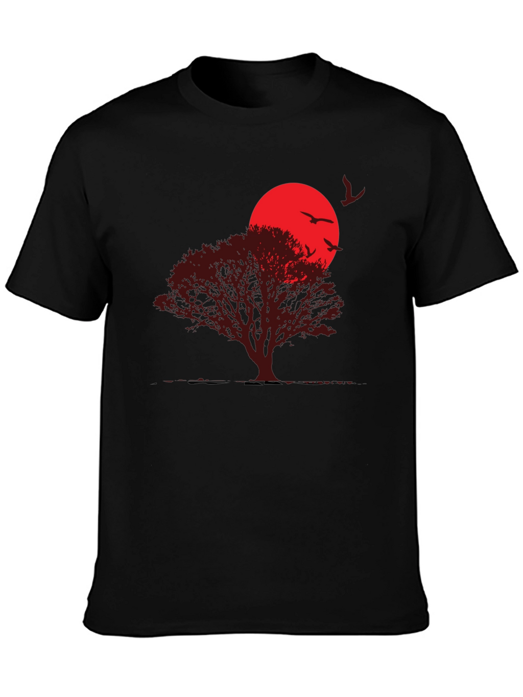 Sunset Tree Graphic T-Shirt - Black