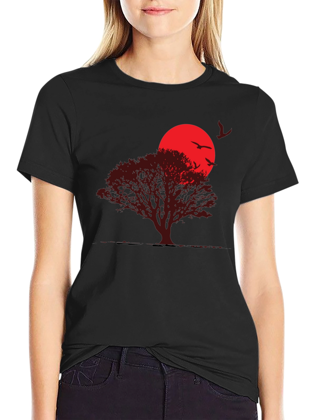 Sunset Tree Graphic T-Shirt - Black
