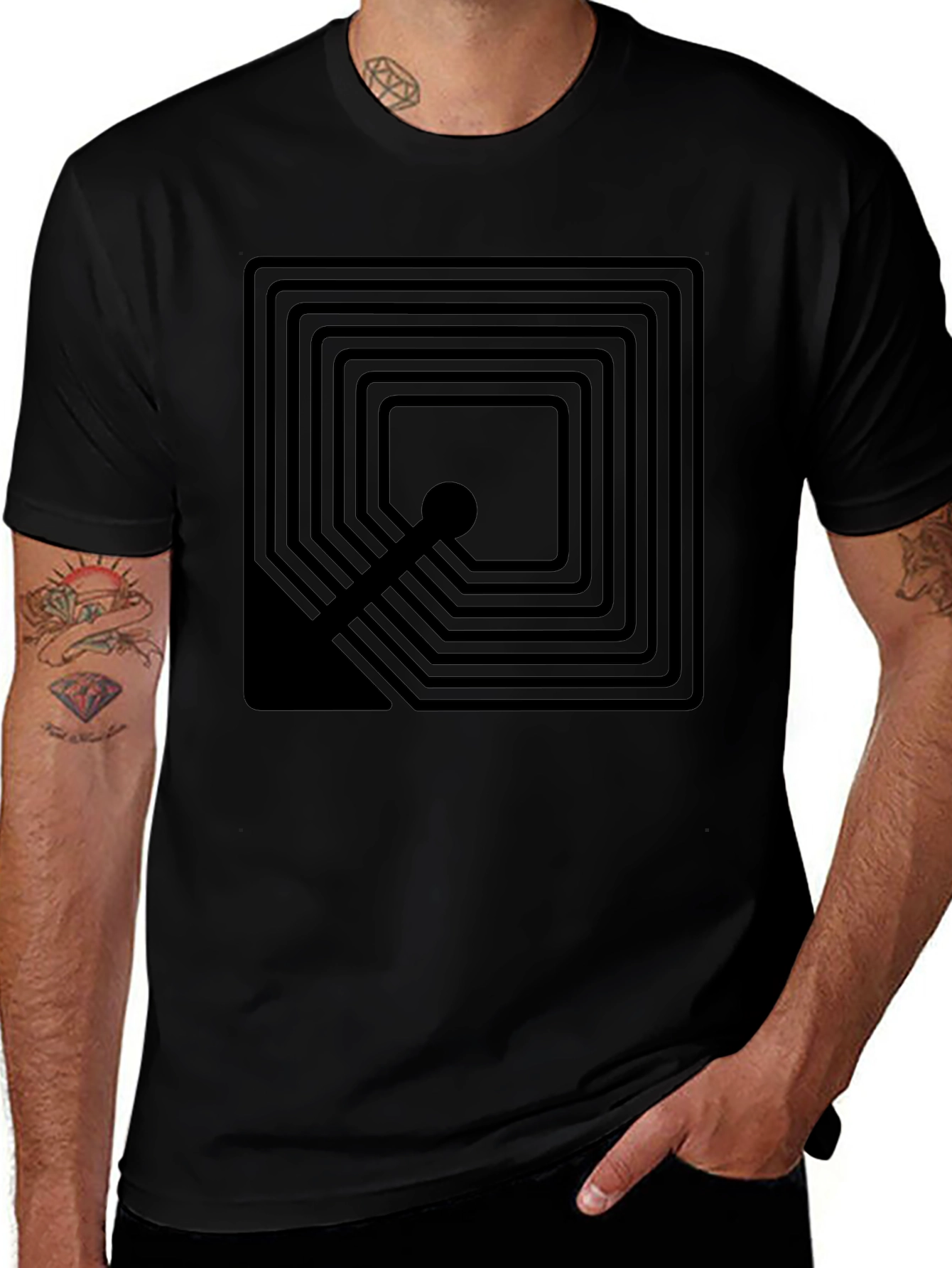 Geometric Square Graphic T-Shirt - Modern Design