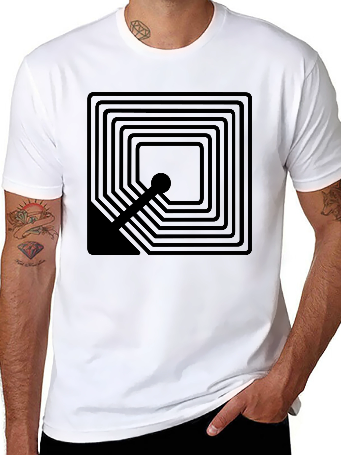 Geometric Square Graphic T-Shirt - Modern Design