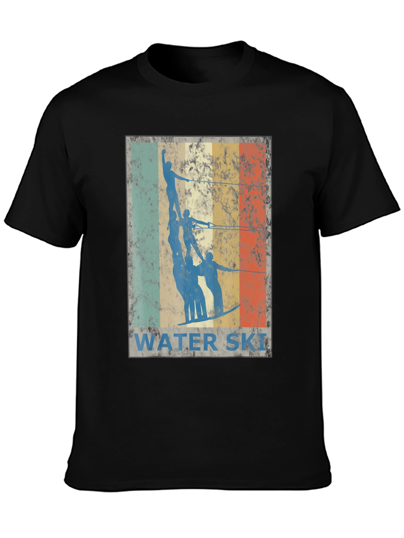 Retro Water Skiing Graphic Tee - Black