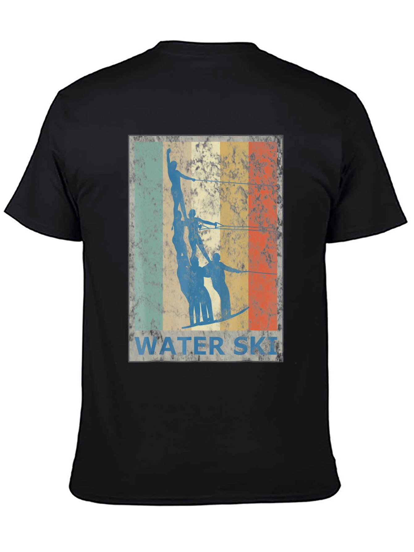 Retro Water Skiing Graphic Tee - Black
