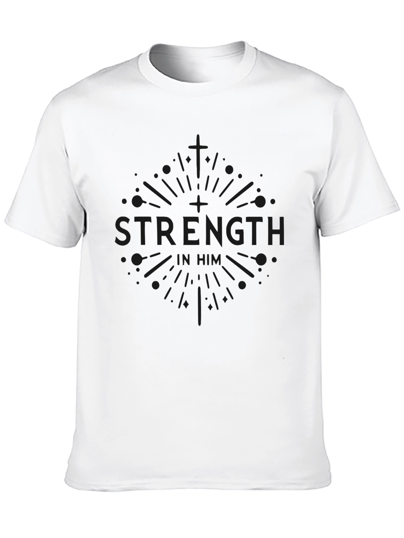 Strength In Him Black T-Shirt Christian Apparel