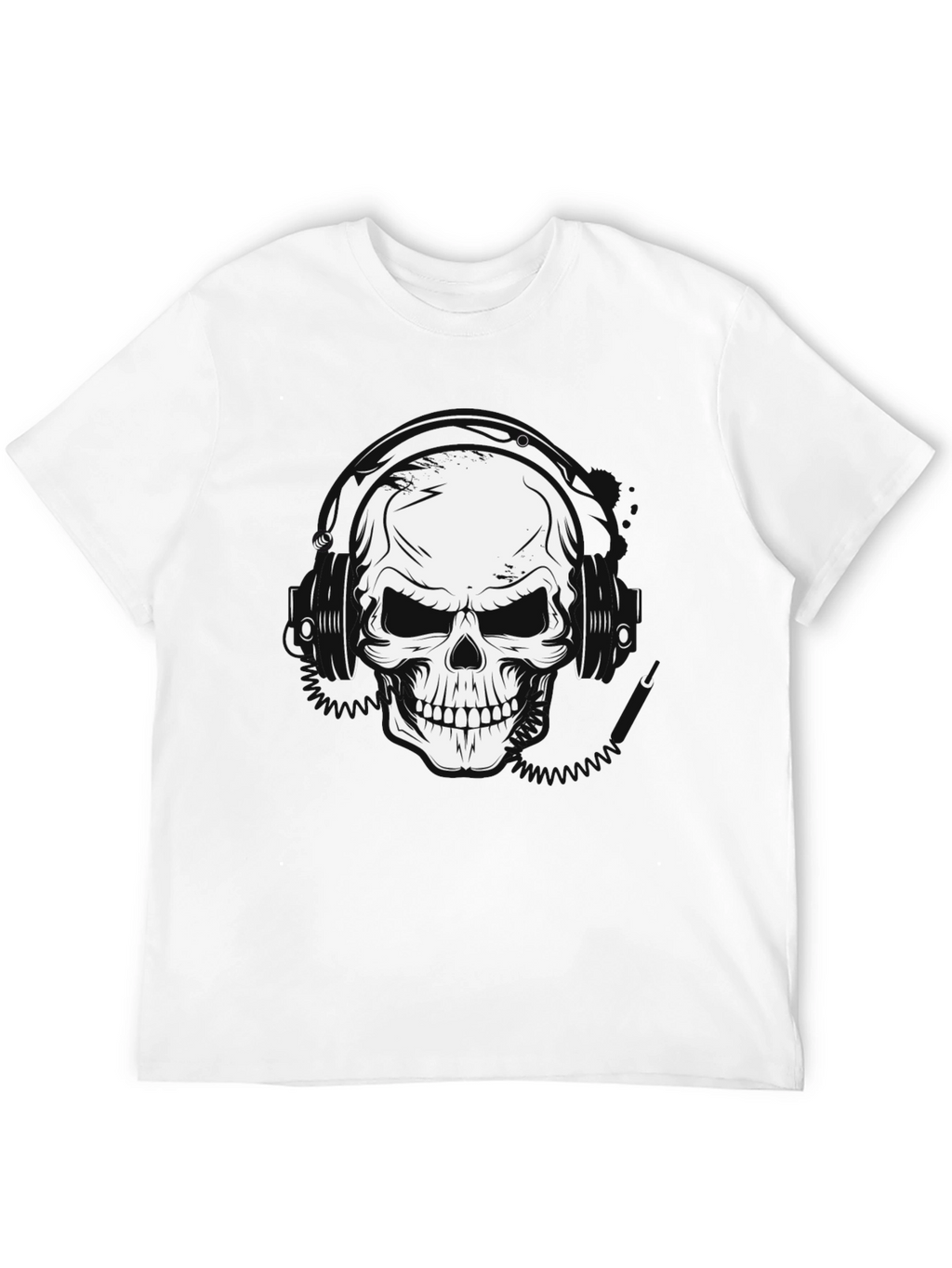 Skull Headphones Graphic T-Shirt - Black