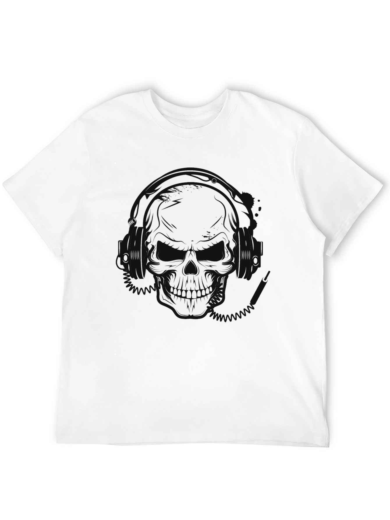 Skull Headphones Graphic T-Shirt - Black