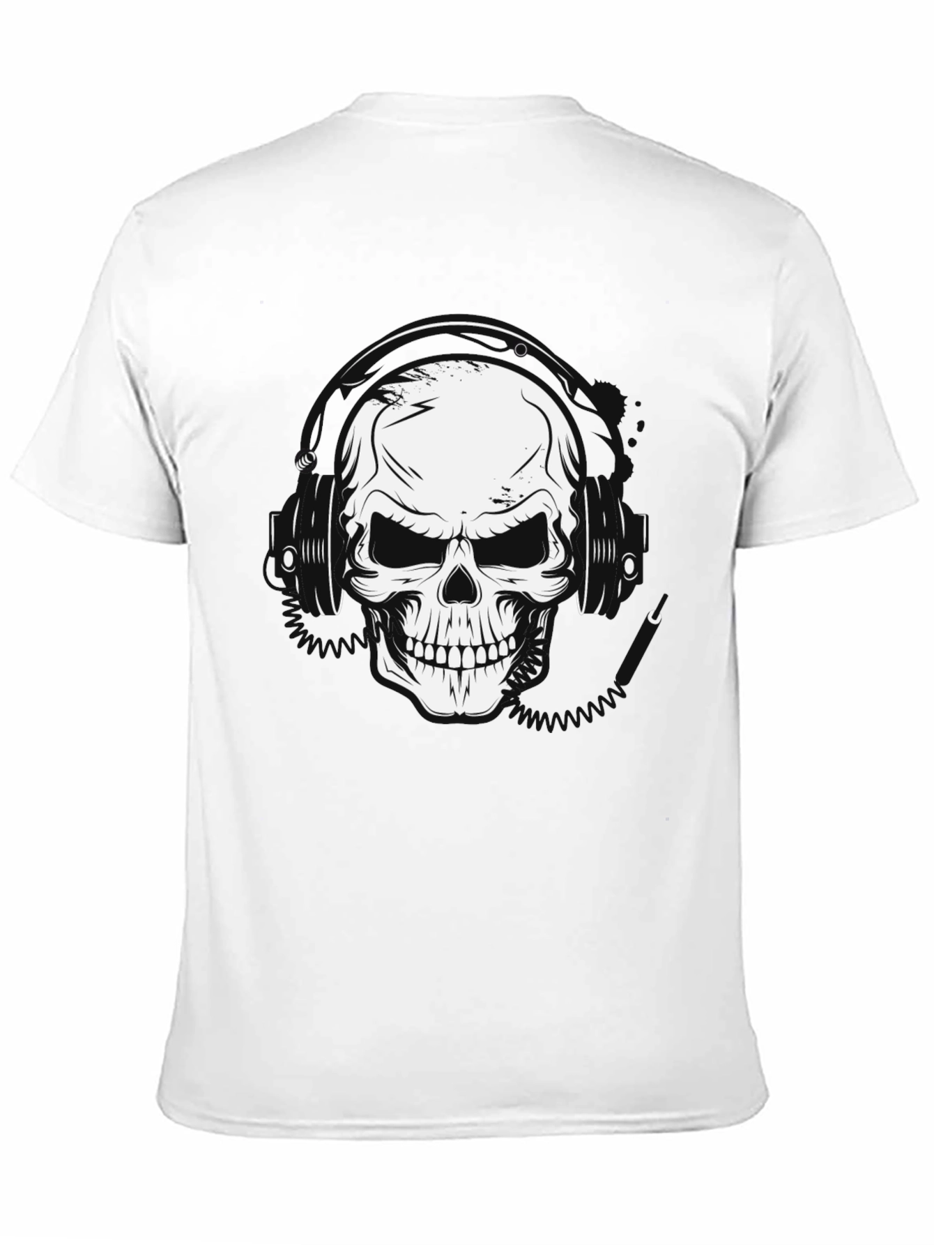 Skull Headphones Graphic T-Shirt - Black