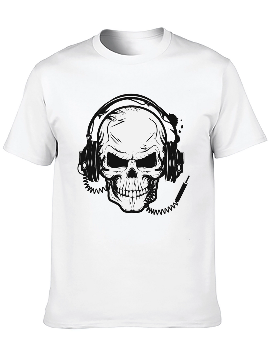 Skull Headphones Graphic T-Shirt - Black