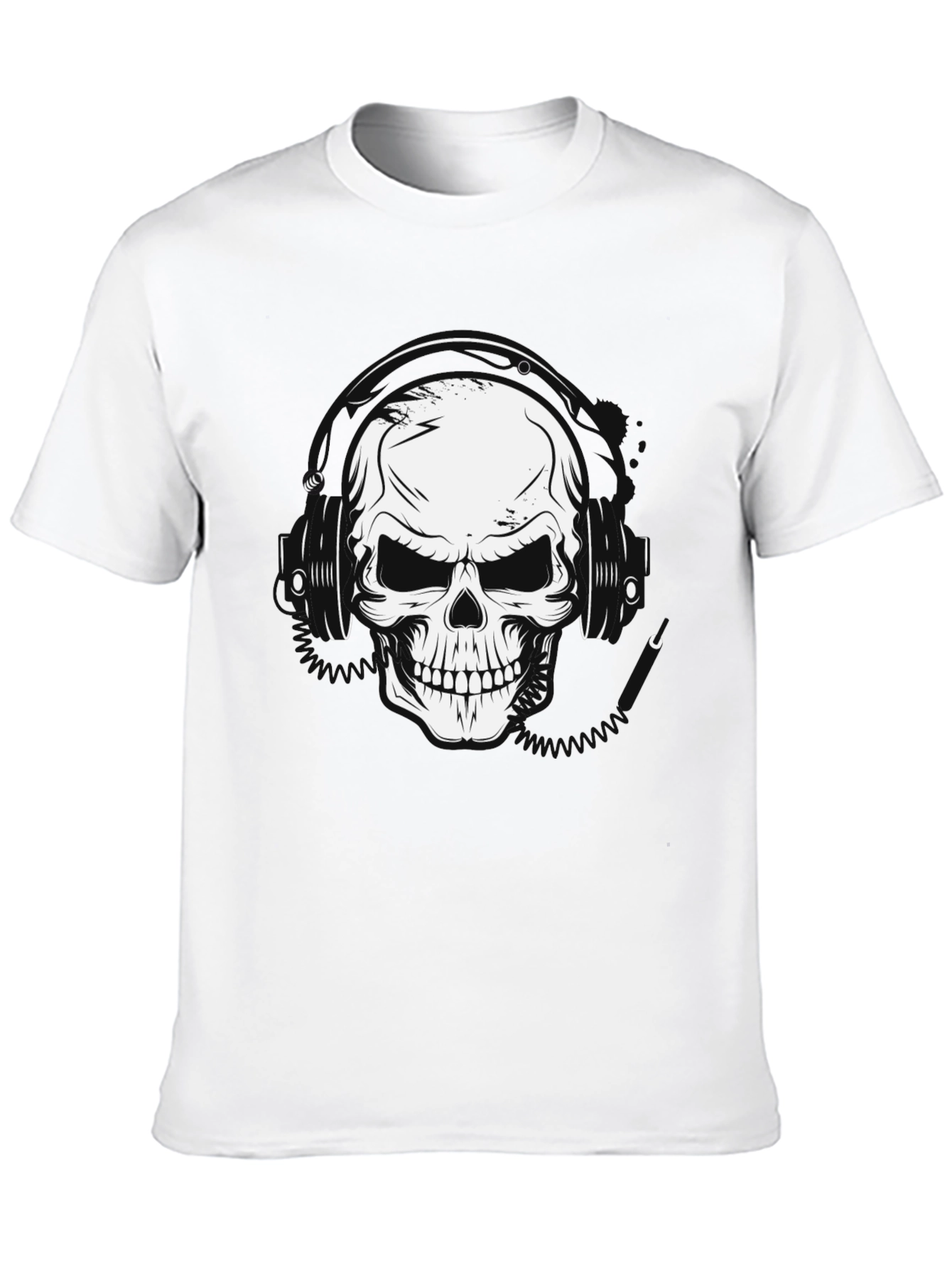 Skull Headphones Graphic T-Shirt - Black