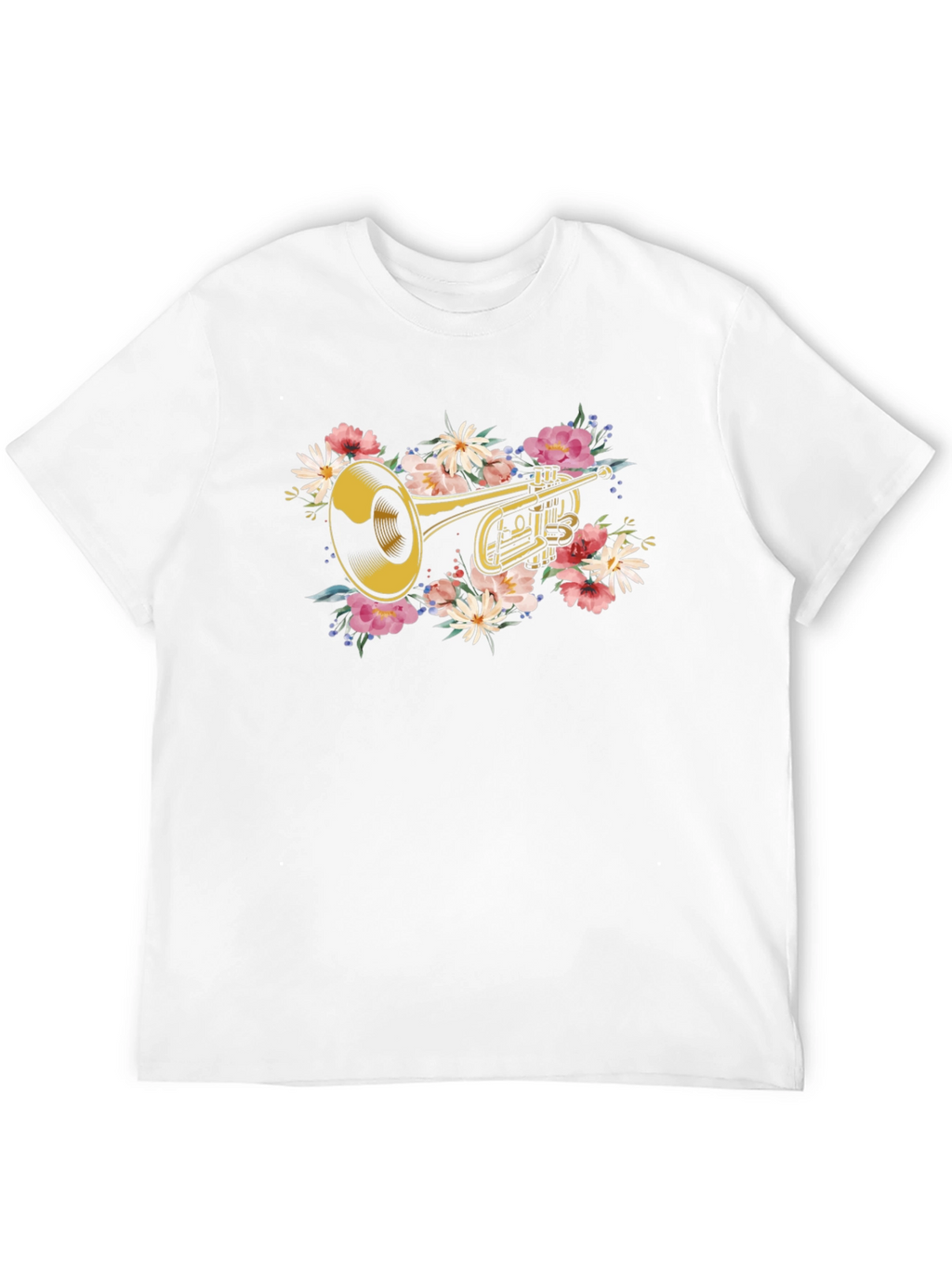 Floral Trumpet Graphic T-Shirt - Music Lover Tee