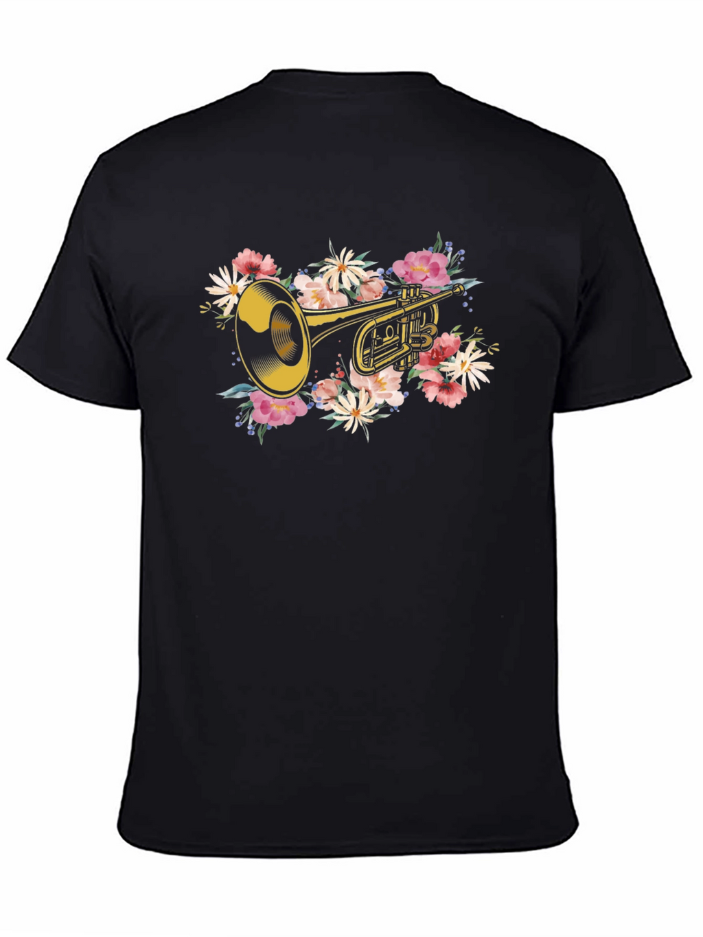 Floral Trumpet Graphic T-Shirt - Music Lover Tee