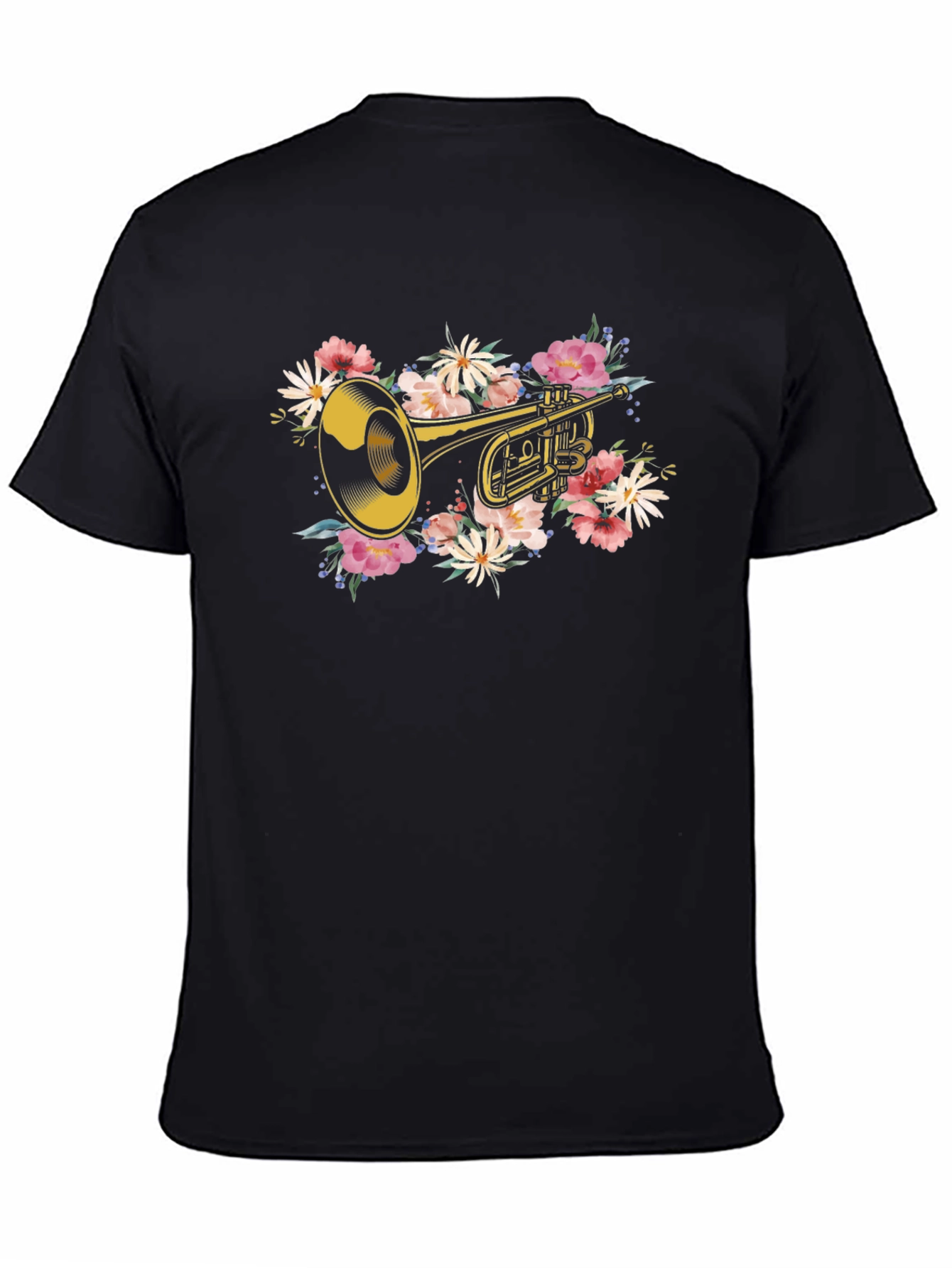 Floral Trumpet Graphic T-Shirt - Music Lover Tee