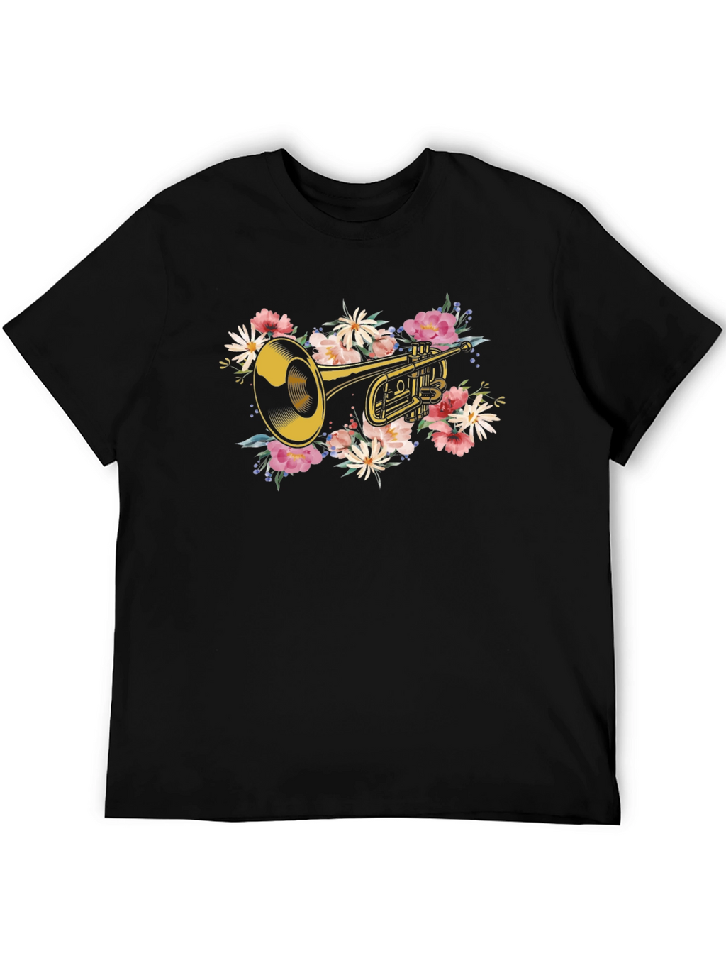 Floral Trumpet Graphic T-Shirt - Music Lover Tee