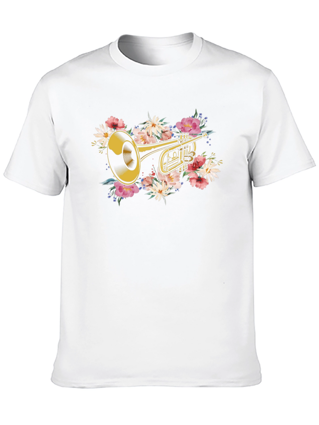 Floral Trumpet Graphic T-Shirt - Music Lover Tee
