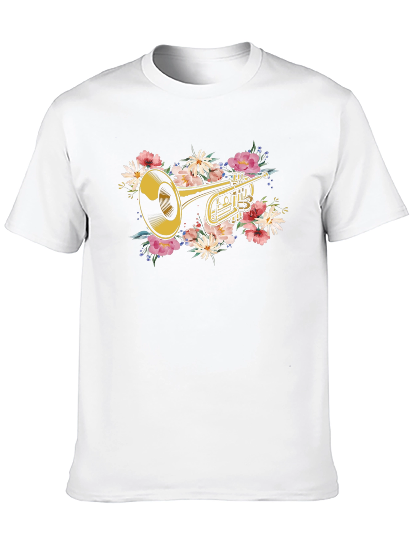 Floral Trumpet Graphic T-Shirt - Music Lover Tee