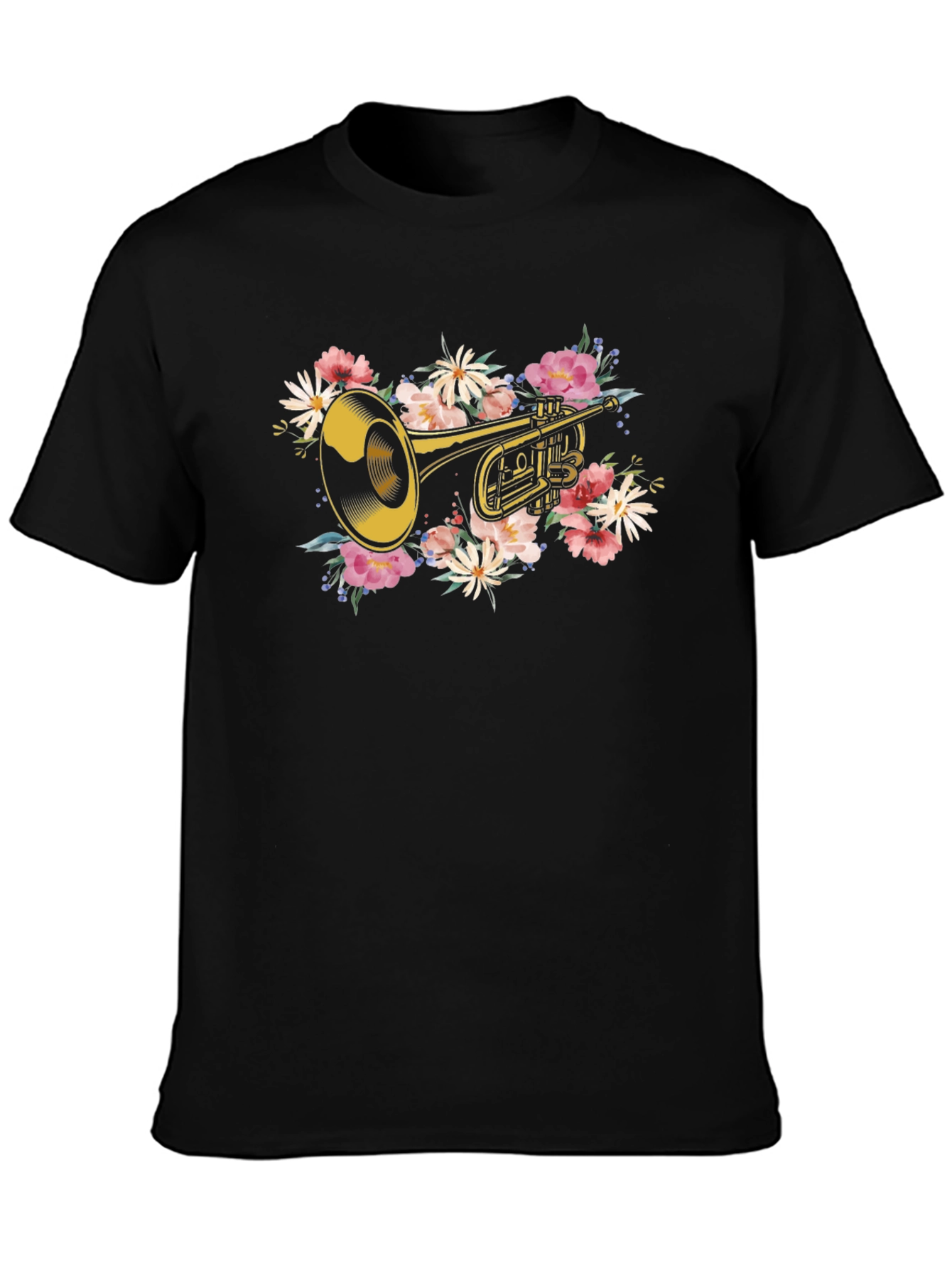 Floral Trumpet Graphic T-Shirt - Music Lover Tee