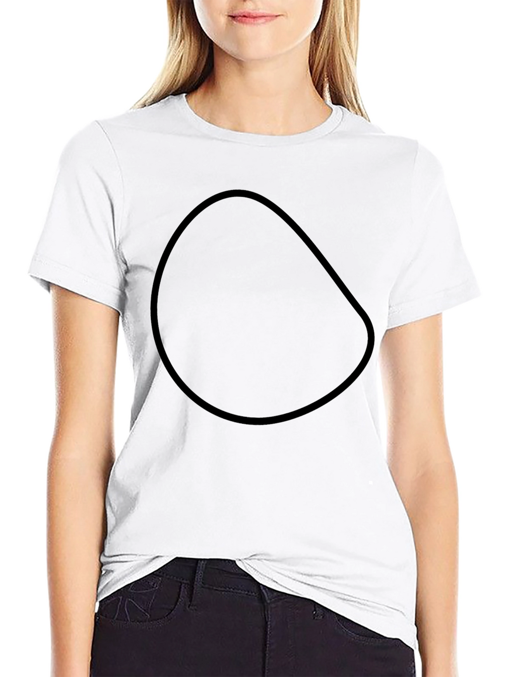 Basic Black Crew Neck T-Shirt with Abstract Design