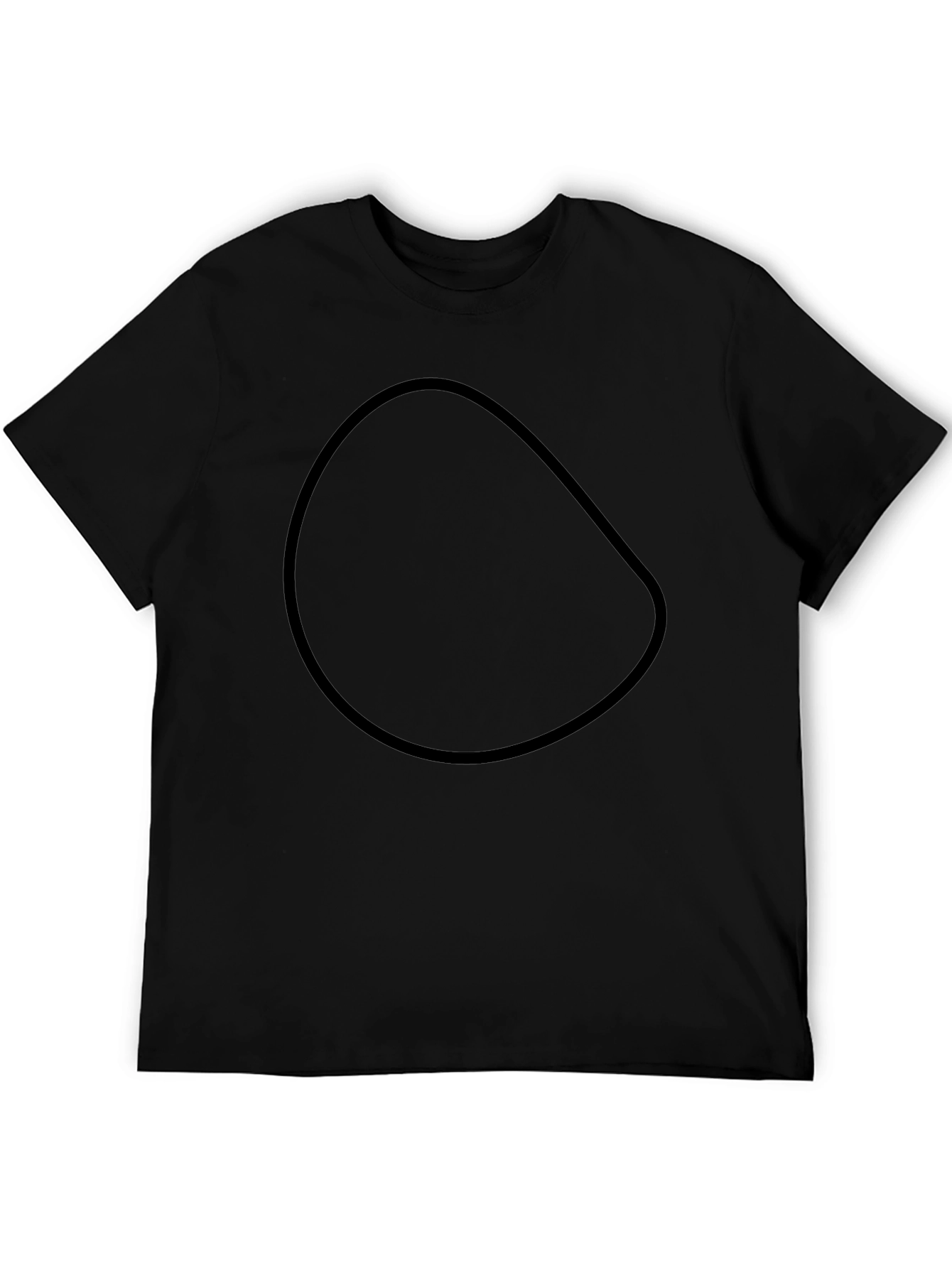 Basic Black Crew Neck T-Shirt with Abstract Design