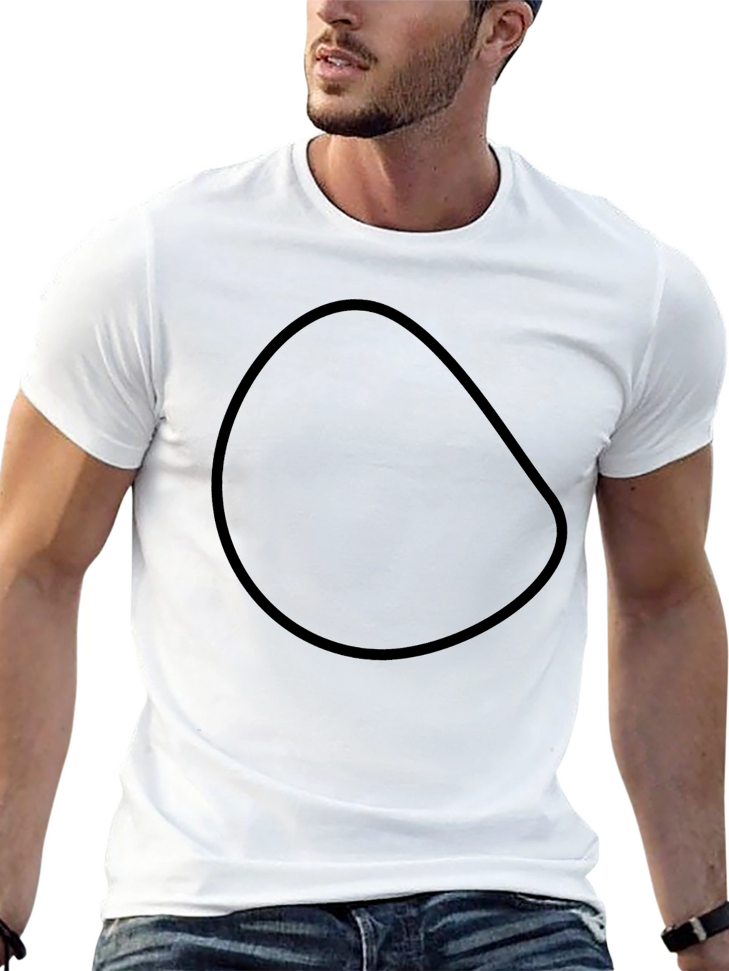 Basic Black Crew Neck T-Shirt with Abstract Design