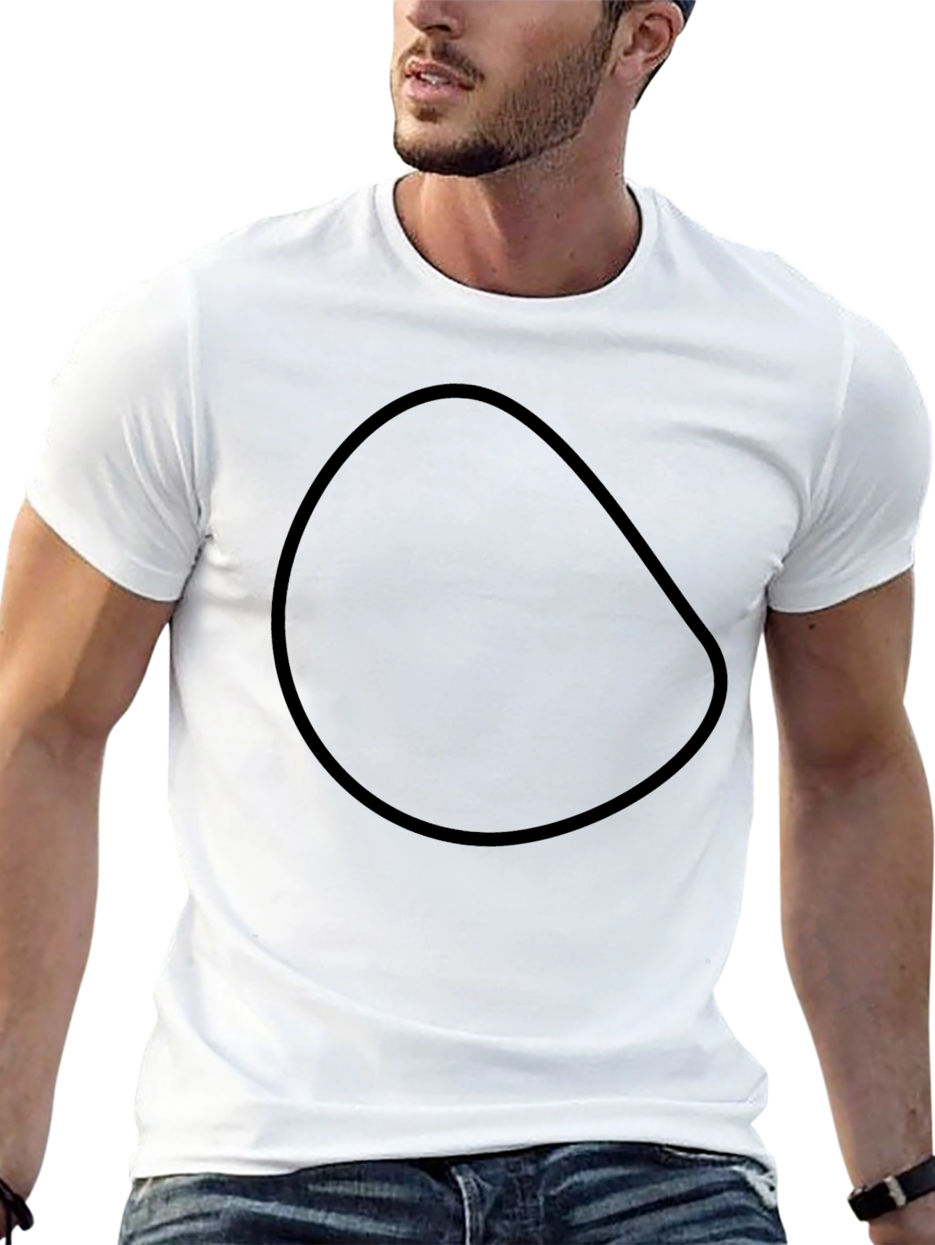 Basic Black Crew Neck T-Shirt with Abstract Design