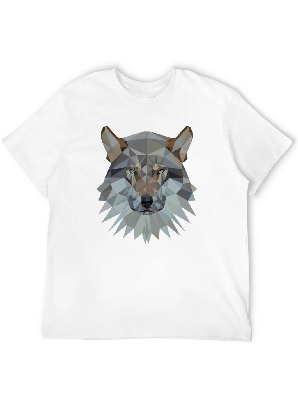 Geometric Wolf Head Graphic Black T-Shirt