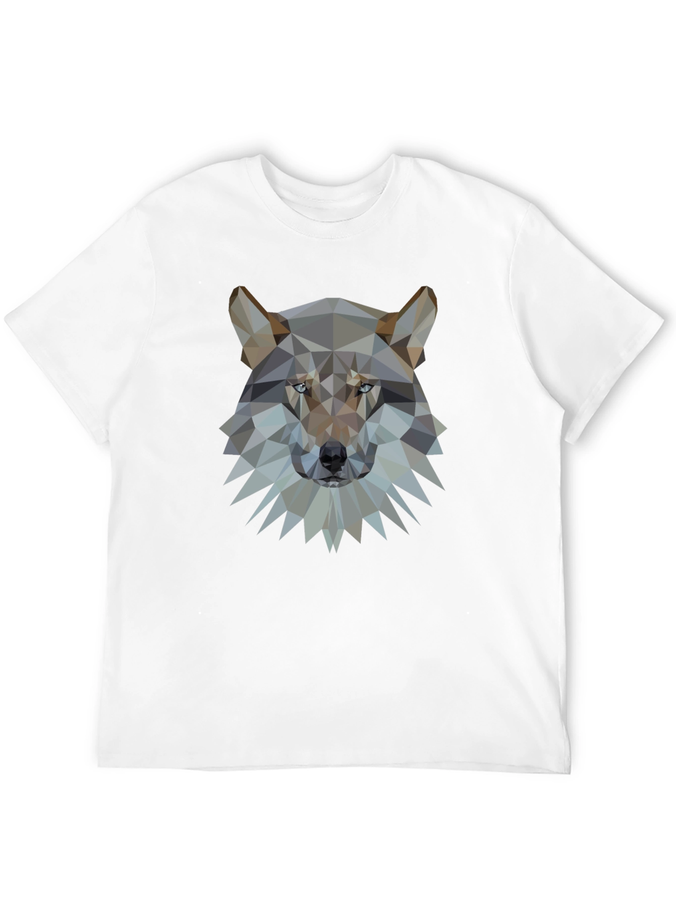 Geometric Wolf Head Graphic Black T-Shirt