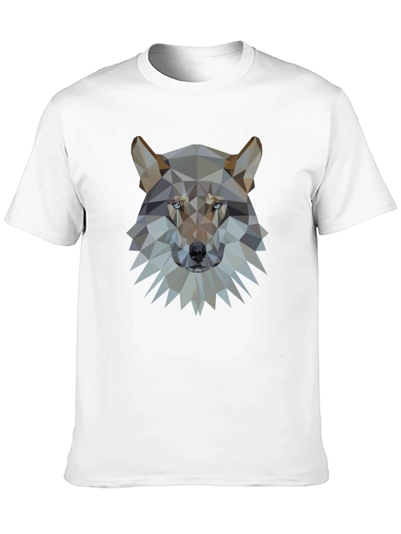 Geometric Wolf Head Graphic Black T-Shirt