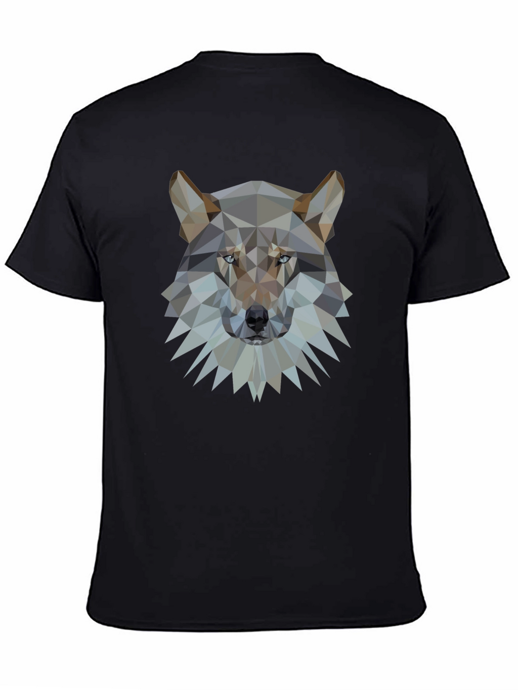 Geometric Wolf Head Graphic Black T-Shirt