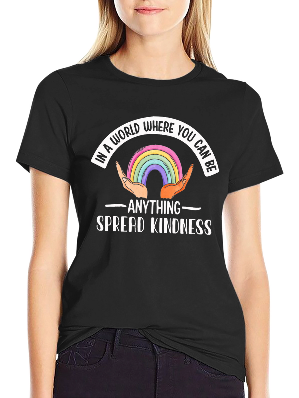 Kindness Rainbow Graphic Tee - Black