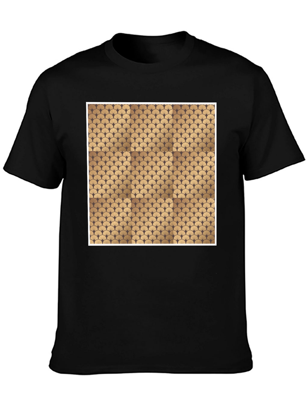 Stylish Black Tee with Geometric Fan Design