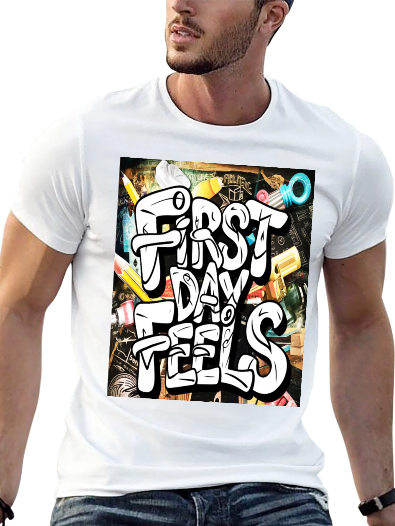 First Day Feels Graphic Tee - Cool Back-to-School T-Shirt
