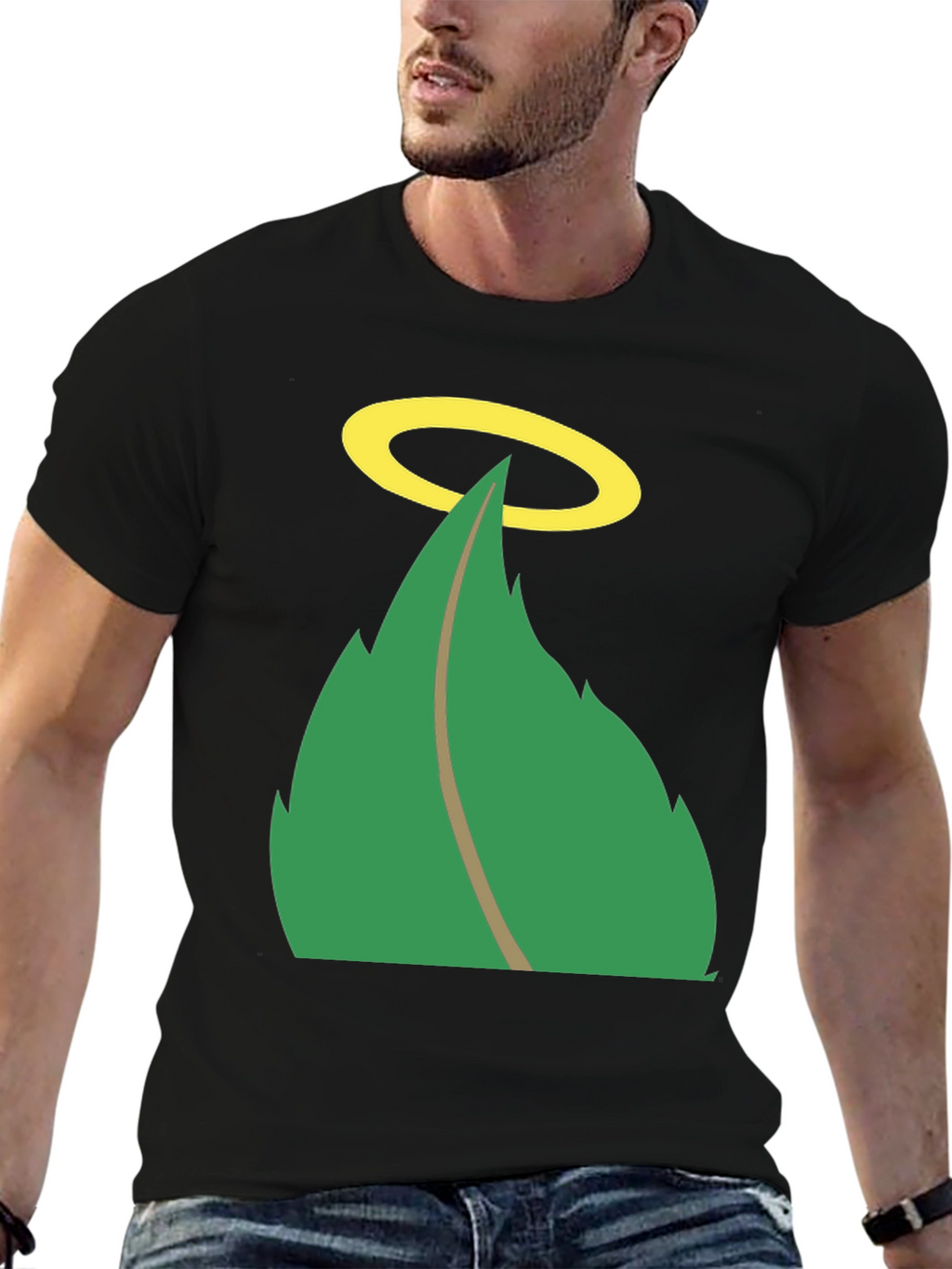 Halo Leaf Graphic Tee - Mens Black T-Shirt