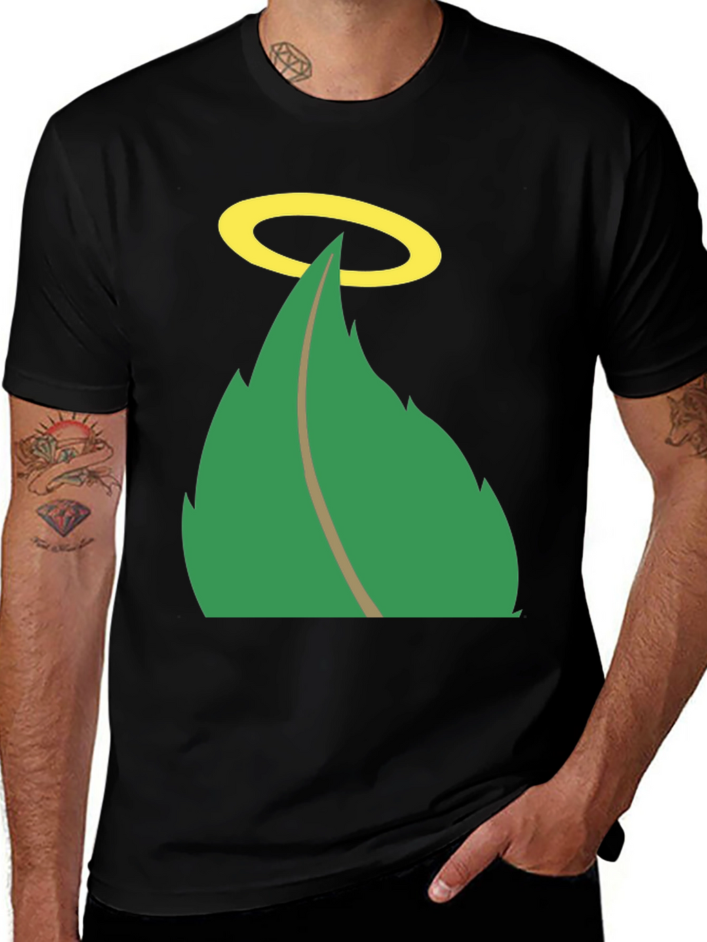 Halo Leaf Graphic Tee - Mens Black T-Shirt