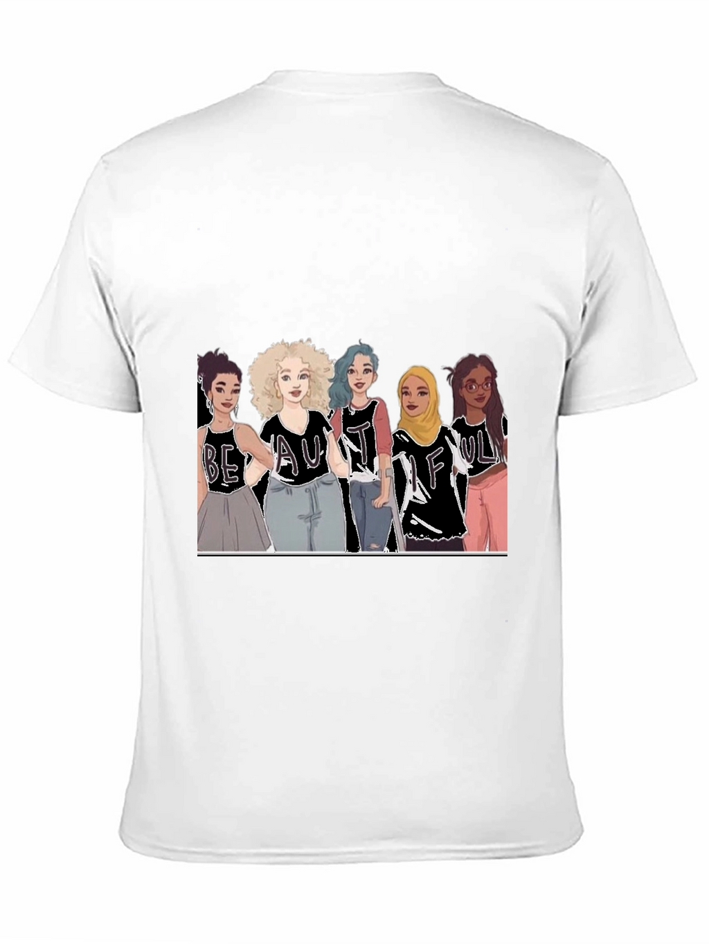 Beautiful Women Illustration Tee - Black Cotton Casual Shirt