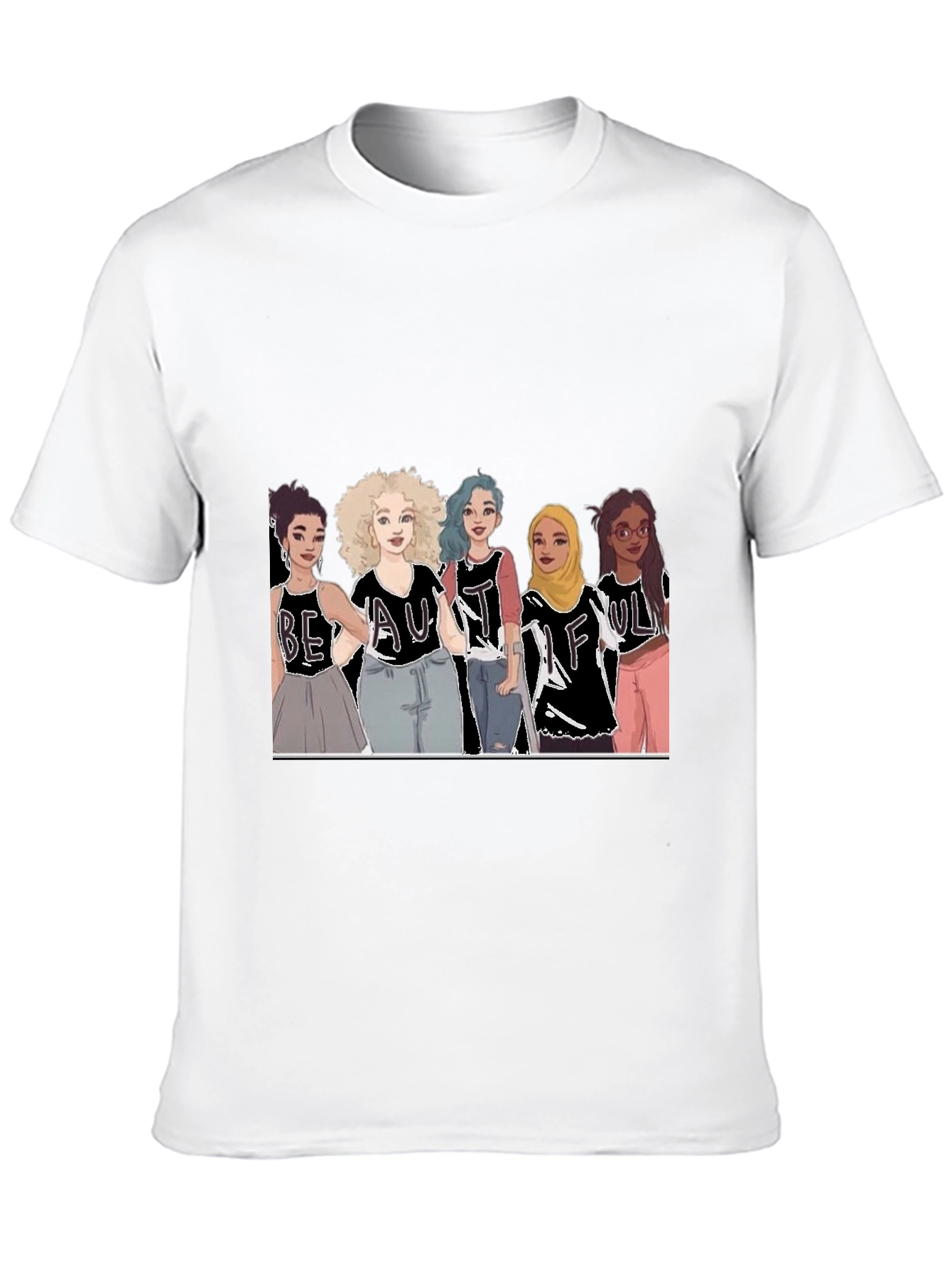 Beautiful Women Illustration Tee - Black Cotton Casual Shirt