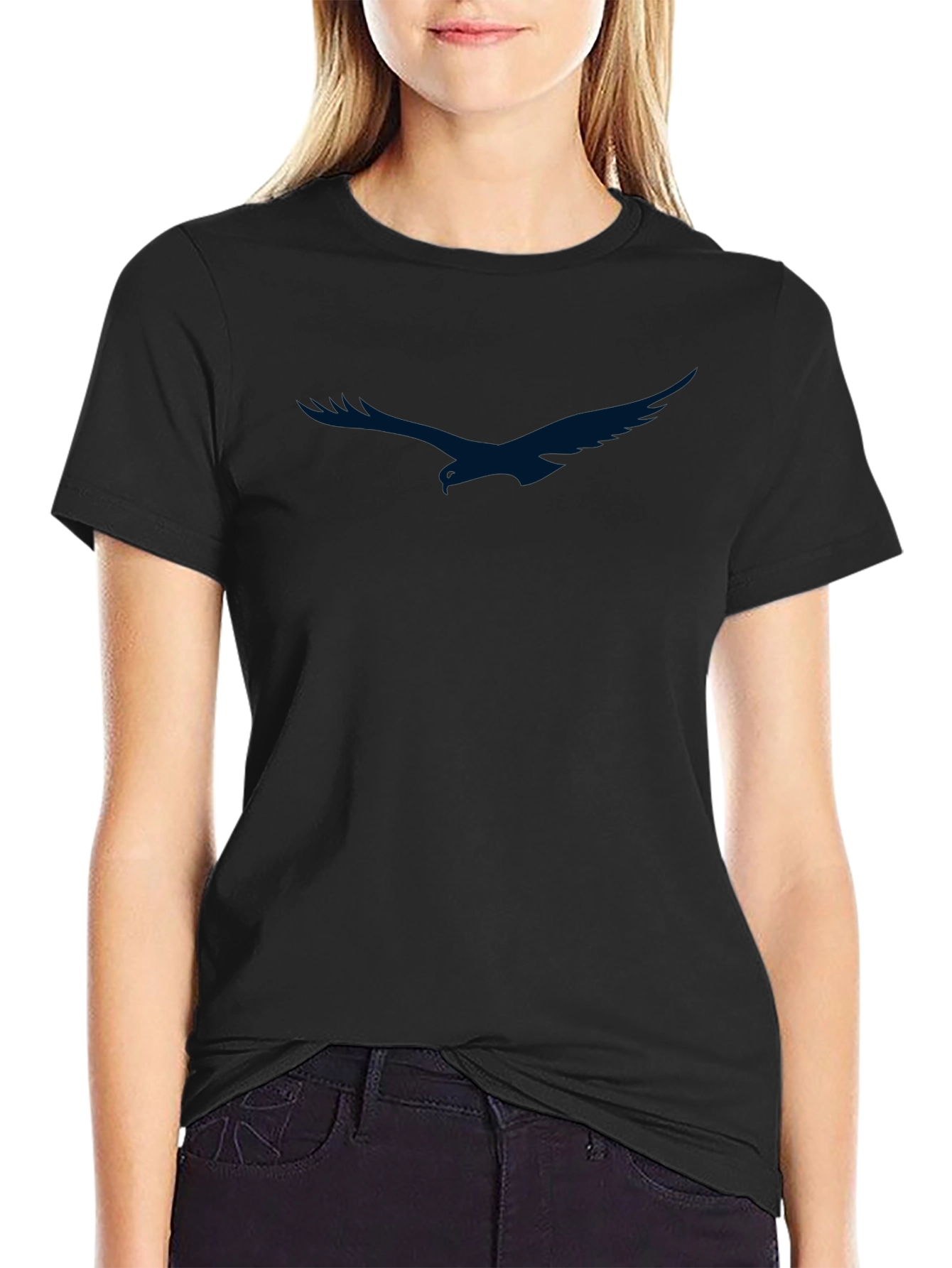 Mens Black T-Shirt with Eagle Graphic