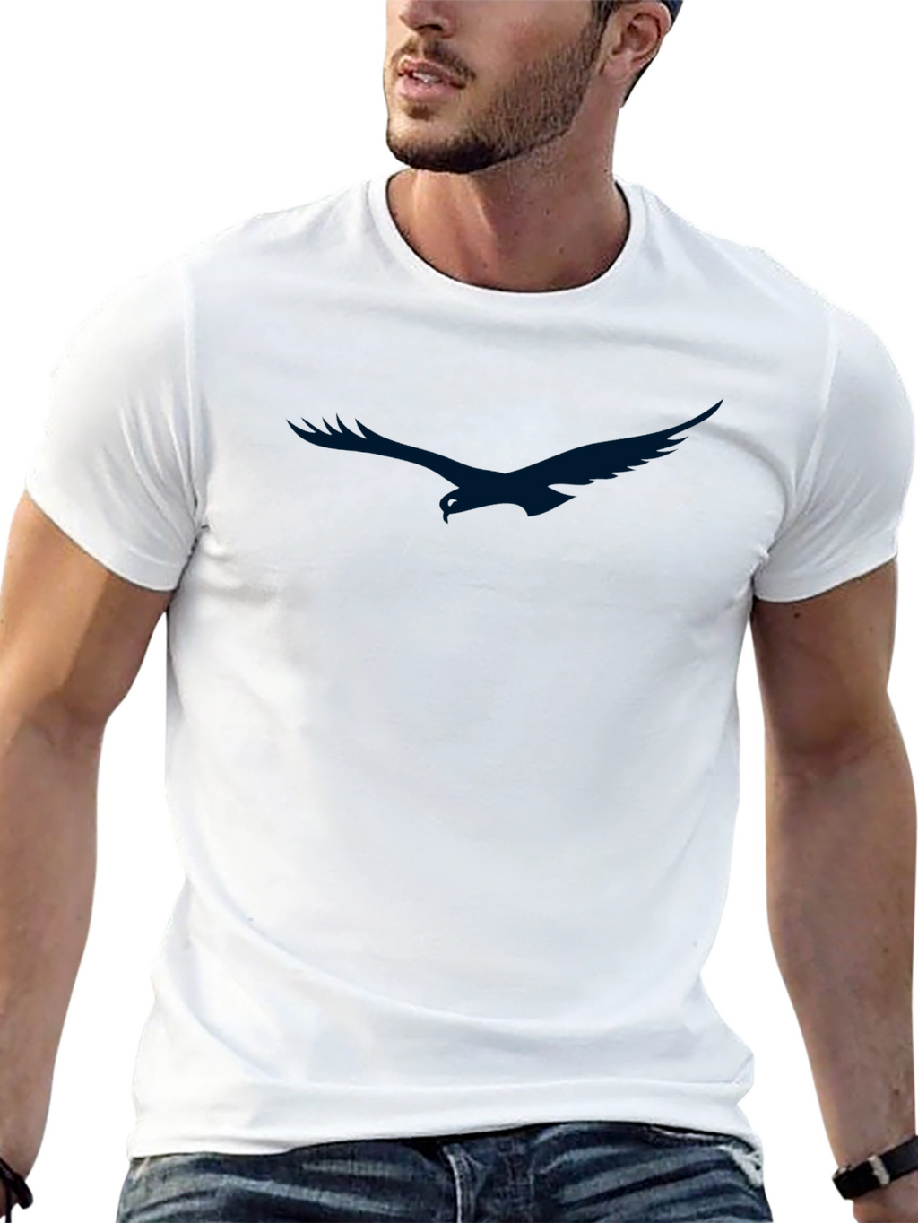 Mens Black T-Shirt with Eagle Graphic