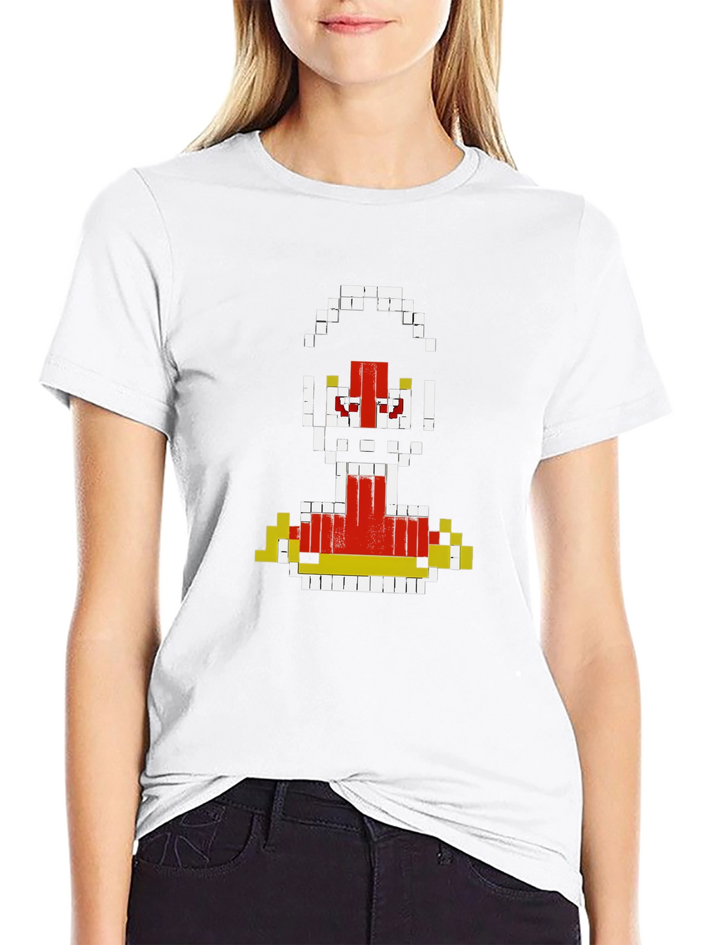 Pixelated Robot Graphic T-Shirt - Retro Gaming Style