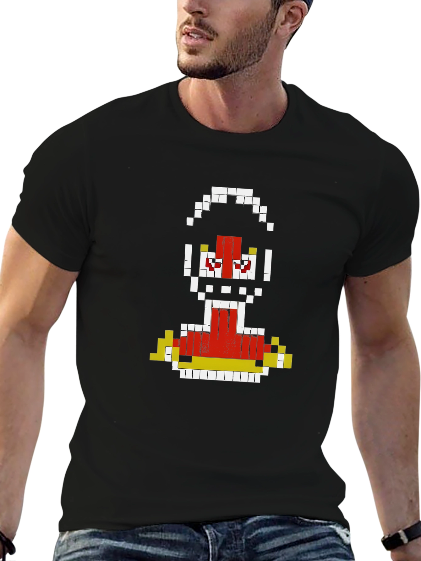 Pixelated Robot Graphic T-Shirt - Retro Gaming Style