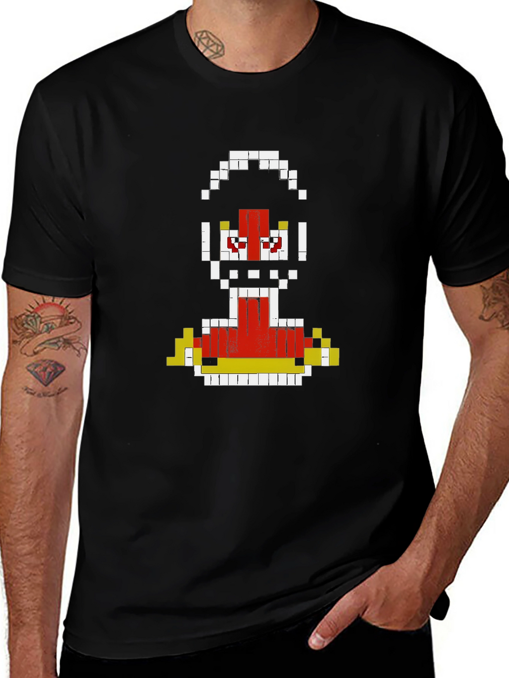 Pixelated Robot Graphic T-Shirt - Retro Gaming Style