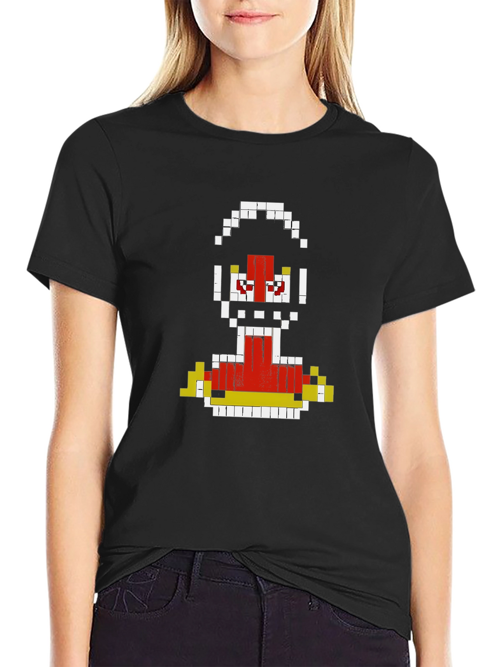 Pixelated Robot Graphic T-Shirt - Retro Gaming Style