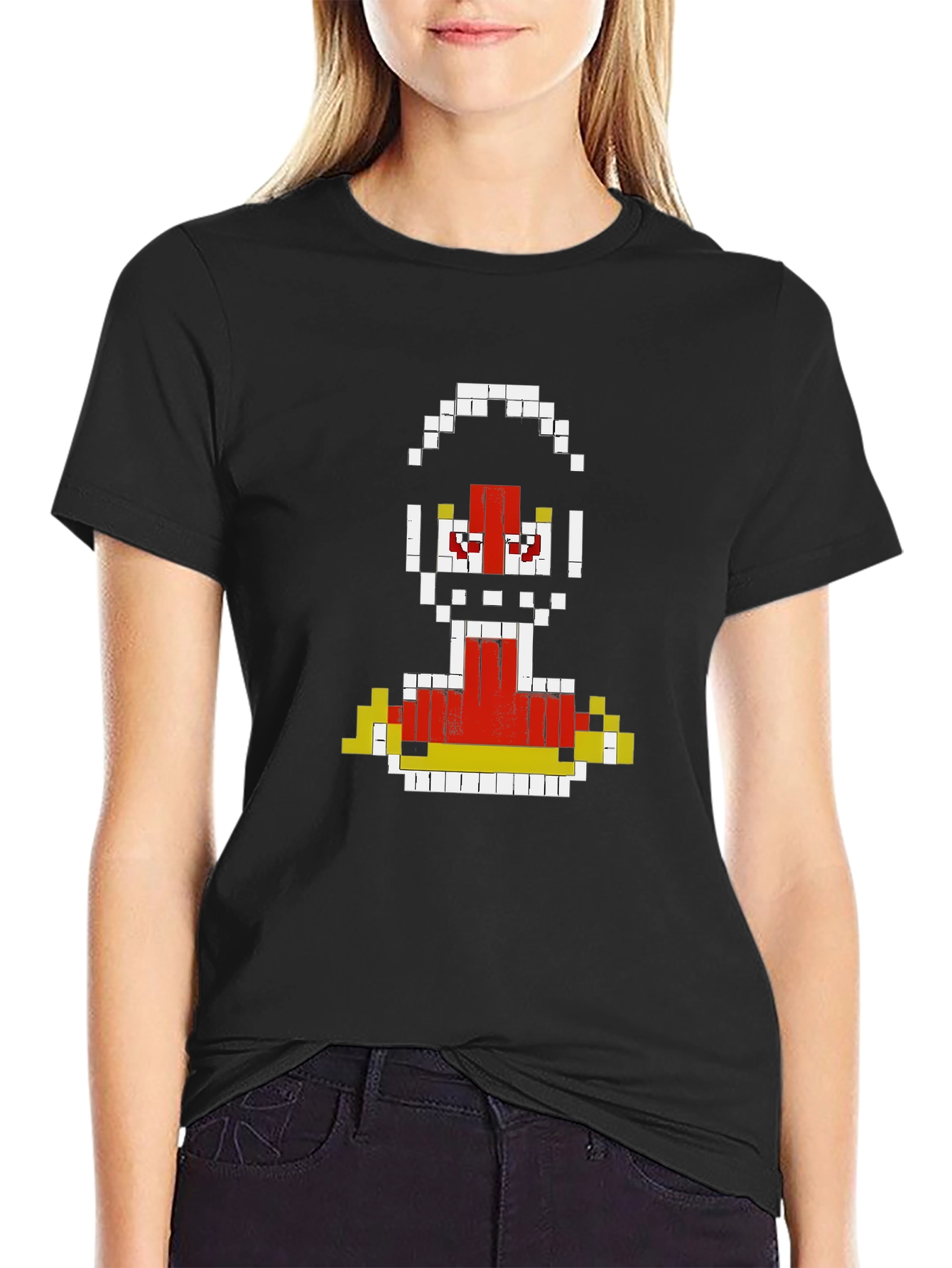 Pixelated Robot Graphic T-Shirt - Retro Gaming Style