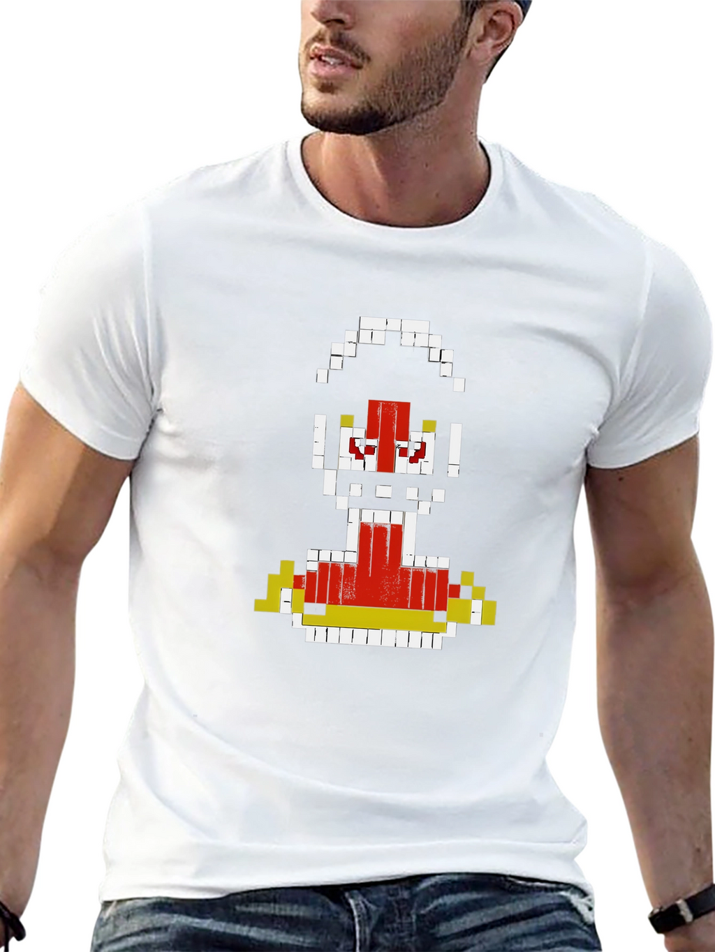 Pixelated Robot Graphic T-Shirt - Retro Gaming Style