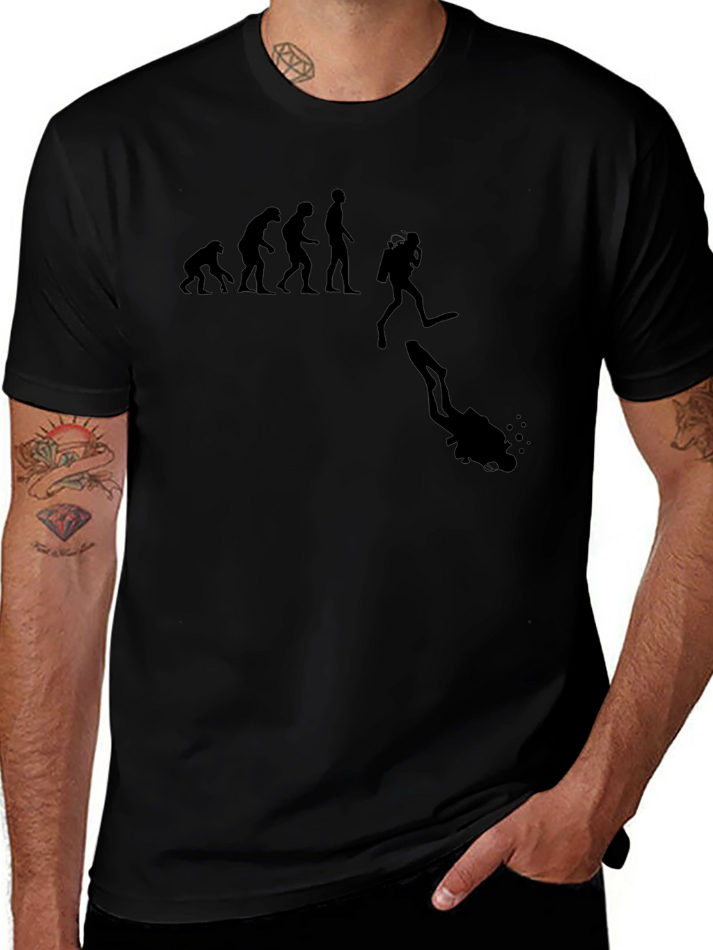 Evolution of Diving Black T-Shirt