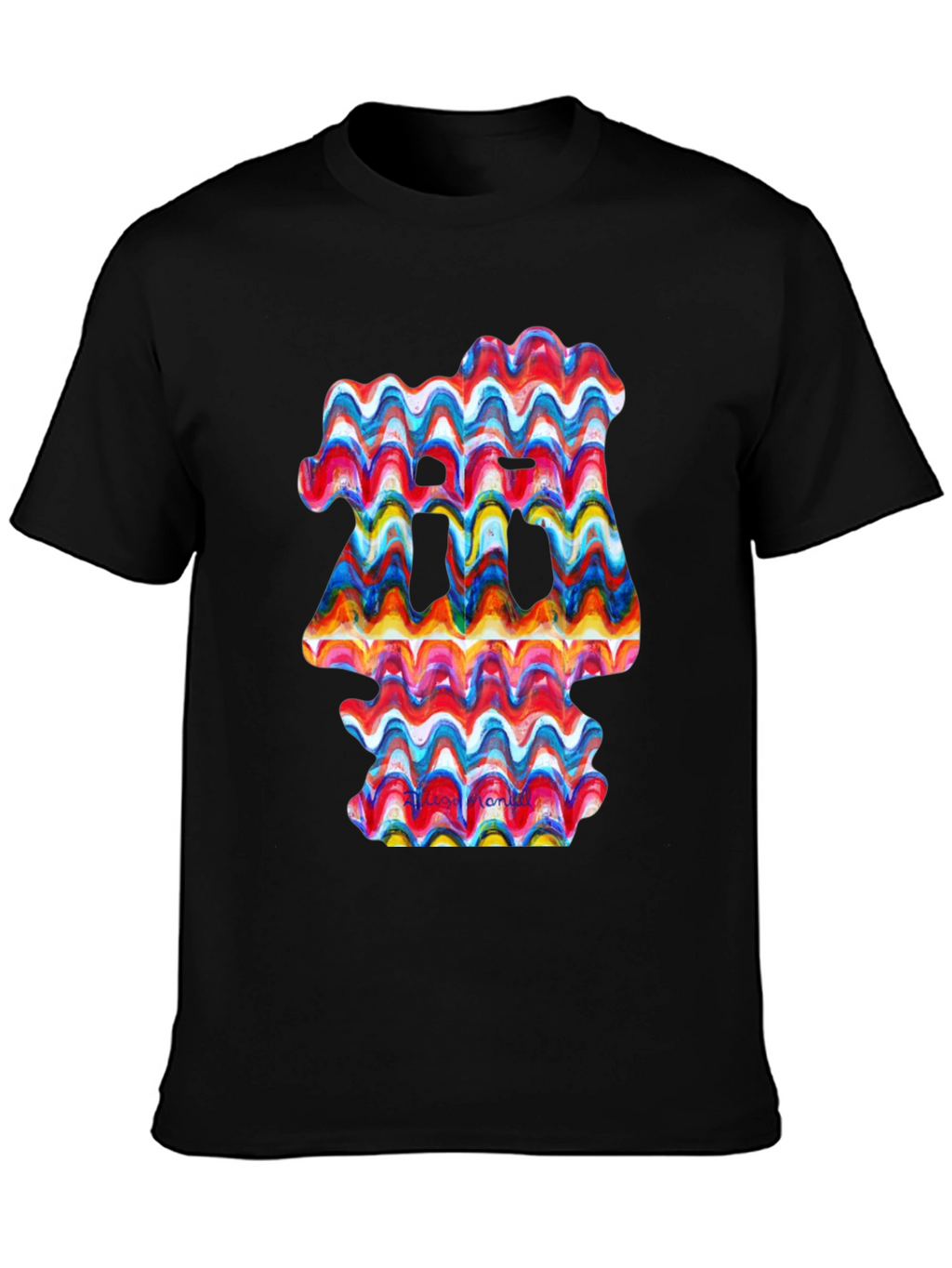 Abstract Wave Art Black T-Shirt