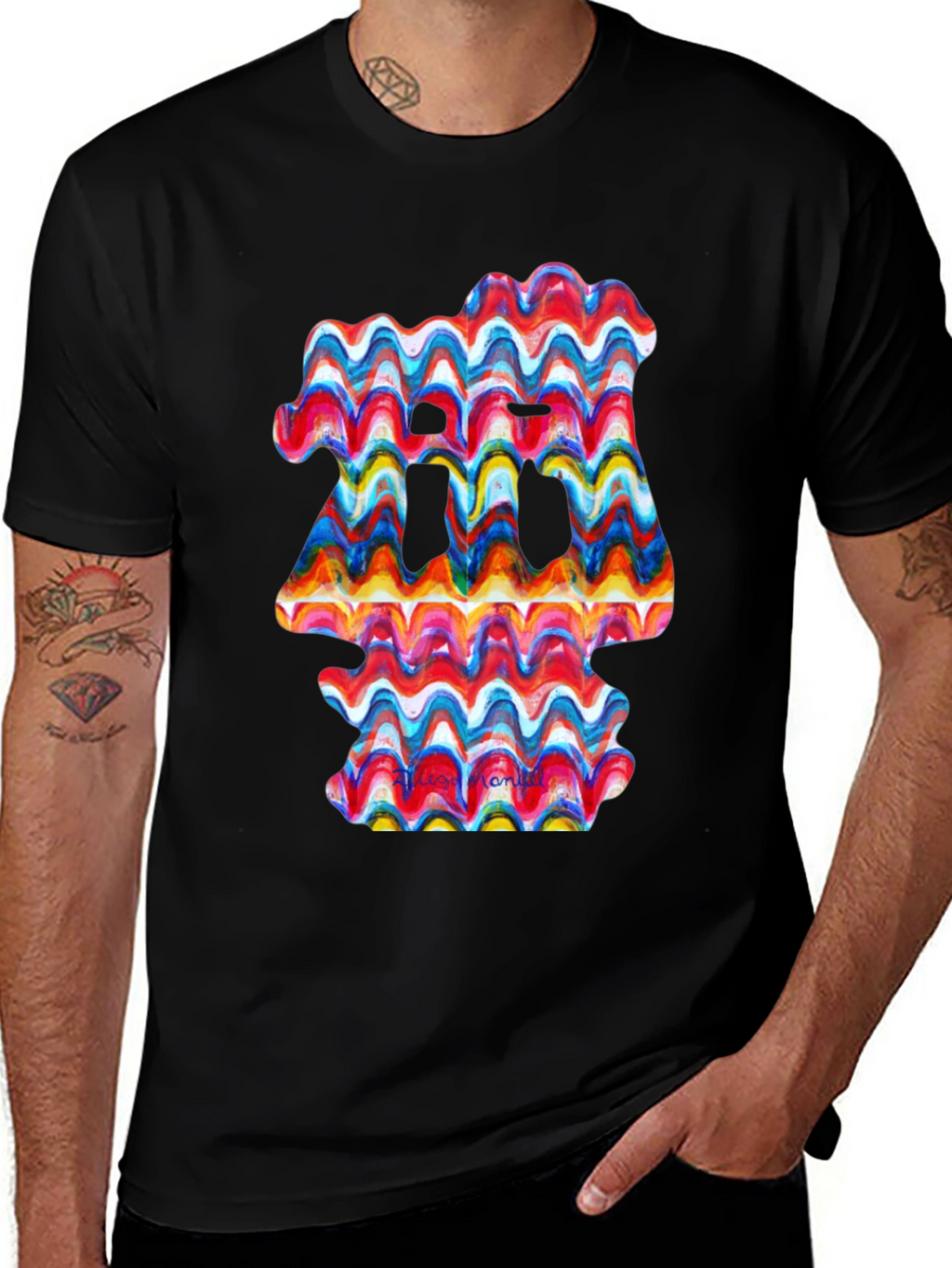 Abstract Wave Art Black T-Shirt