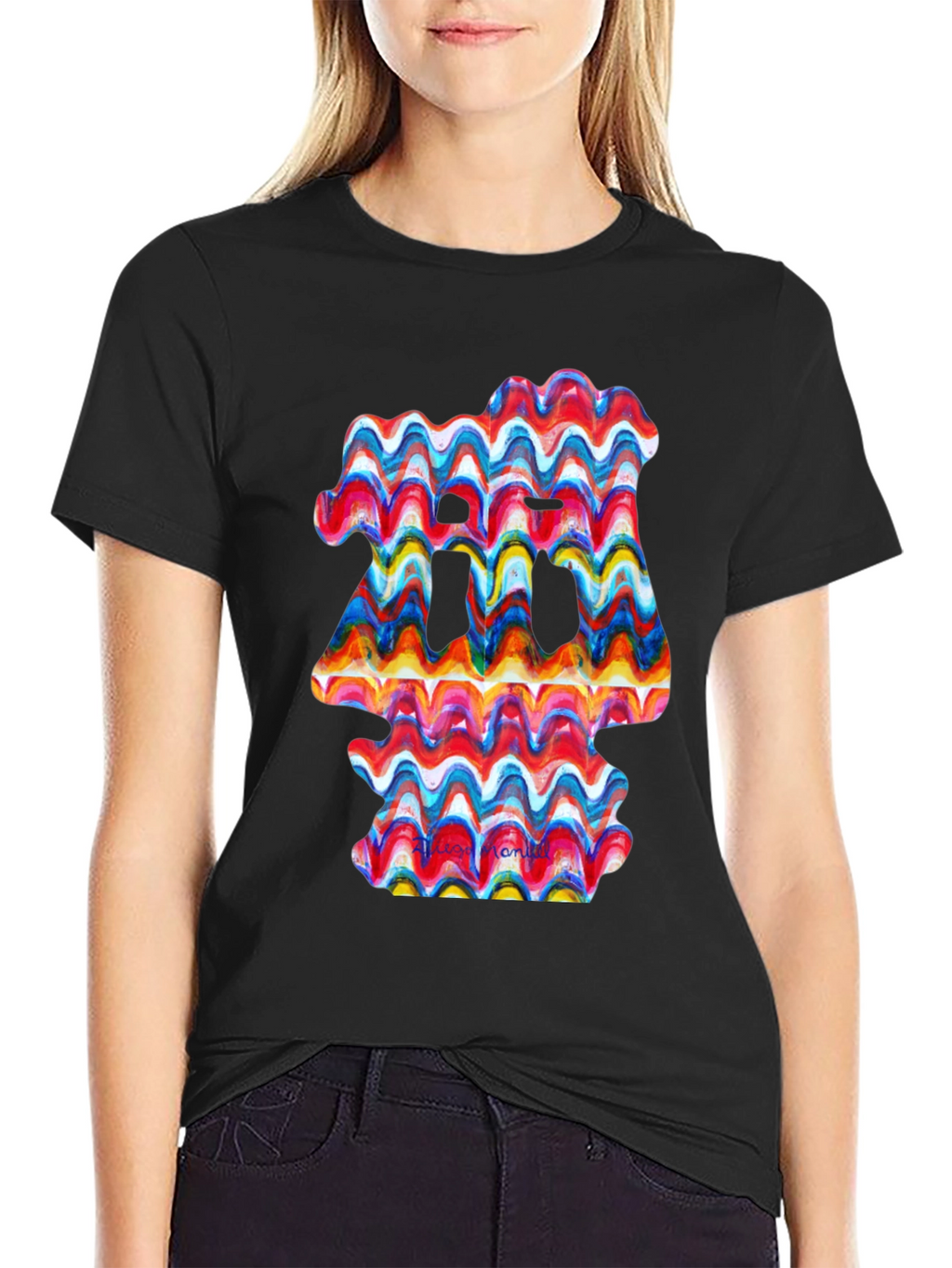 Abstract Wave Art Black T-Shirt