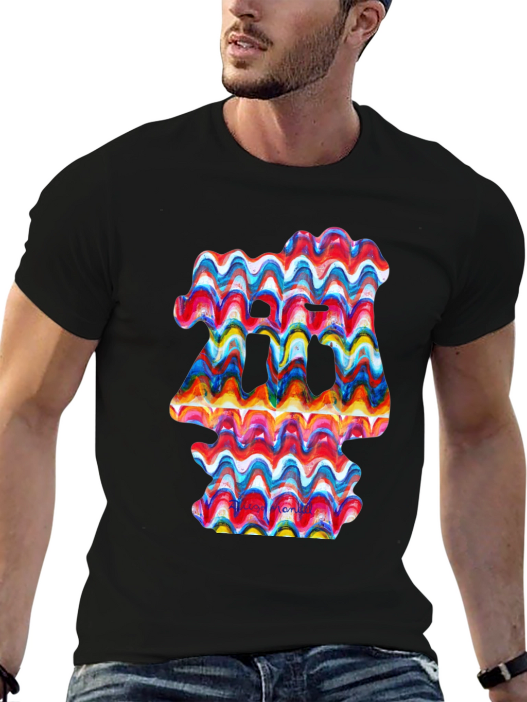 Abstract Wave Art Black T-Shirt