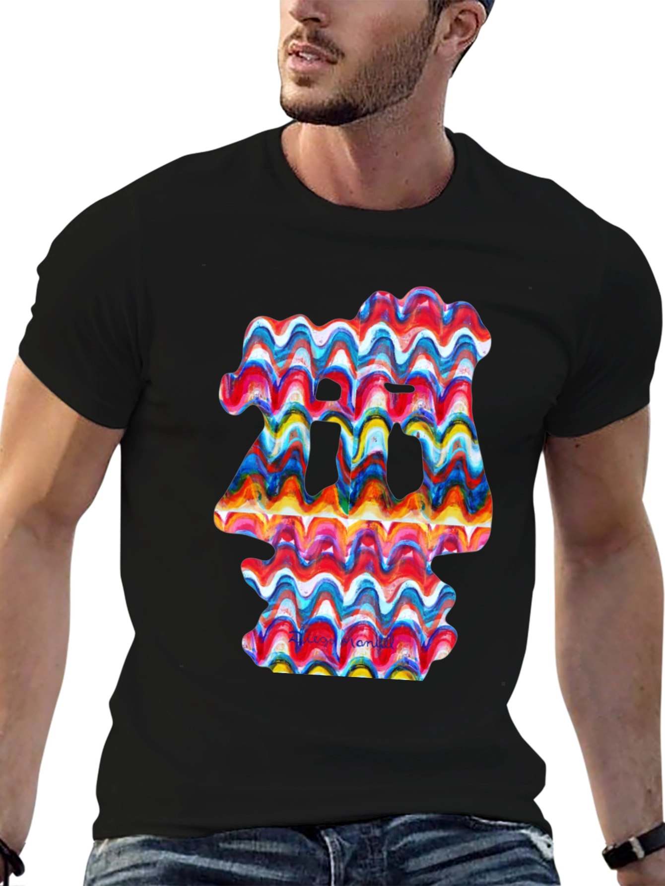 Abstract Wave Art Black T-Shirt