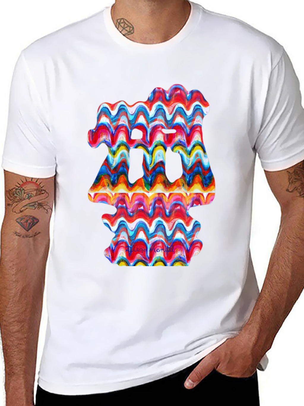 Abstract Wave Art Black T-Shirt