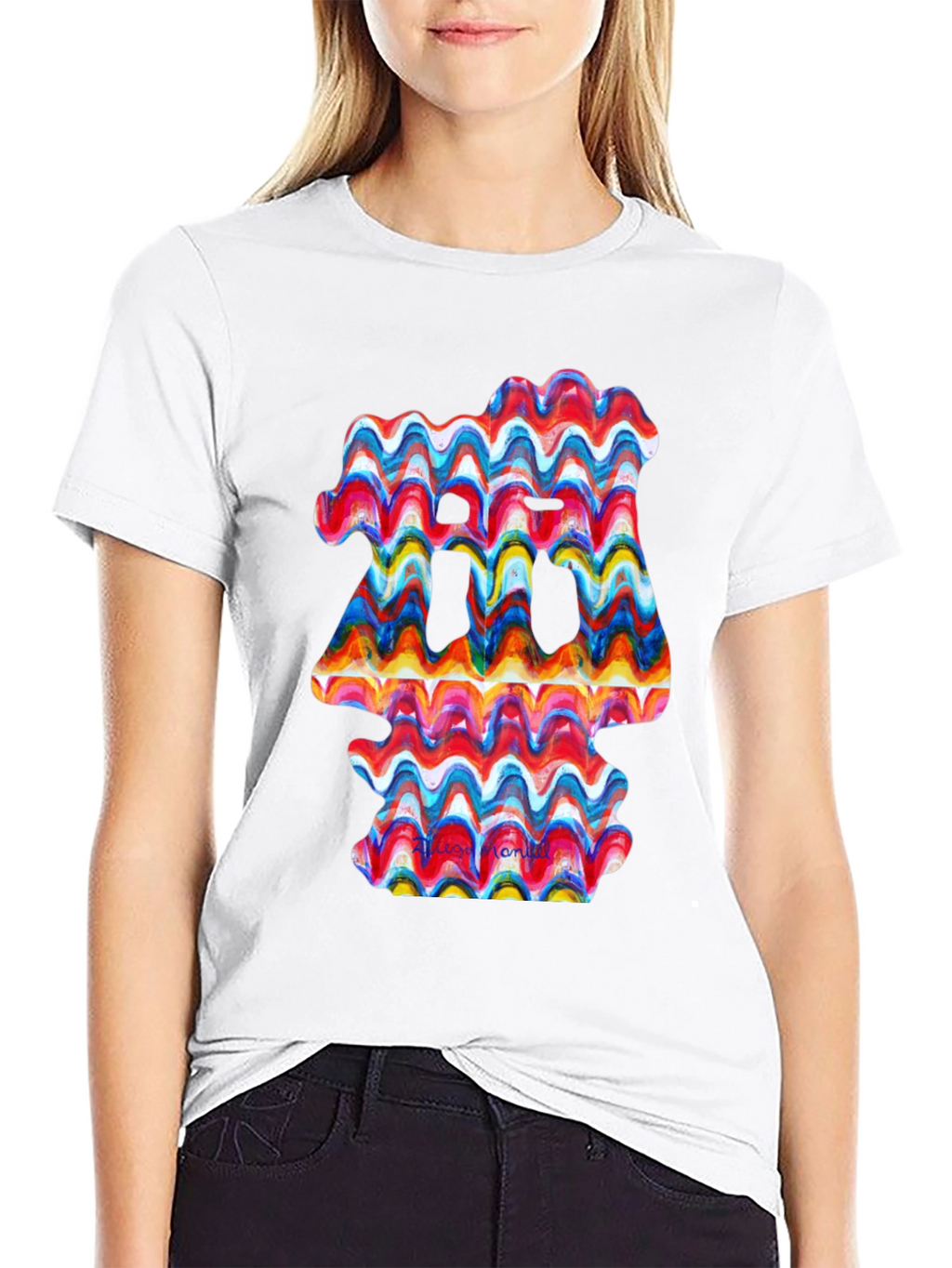 Abstract Wave Art Black T-Shirt